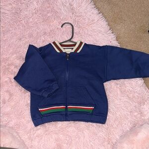 Gucci Kids Blue Jacket with Red and Green Accents